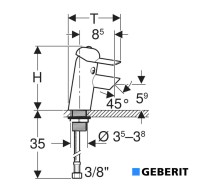 MEDIDAS MONOMANDO LAVABO INFANTIL BAMBINI GEBERIT